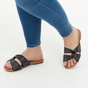 Torrid black rhinestone twist sandal 8.5 wide